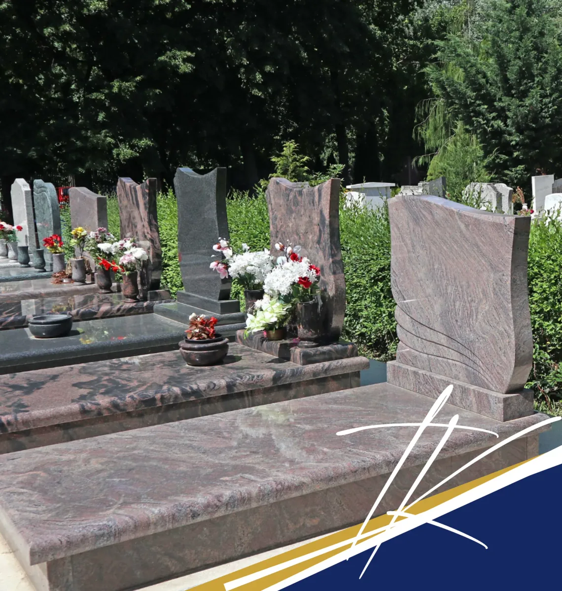 Cemetery headstones — burial memorials